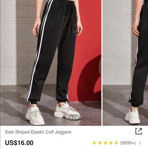 Side Striped Elastic Cuff Joggers